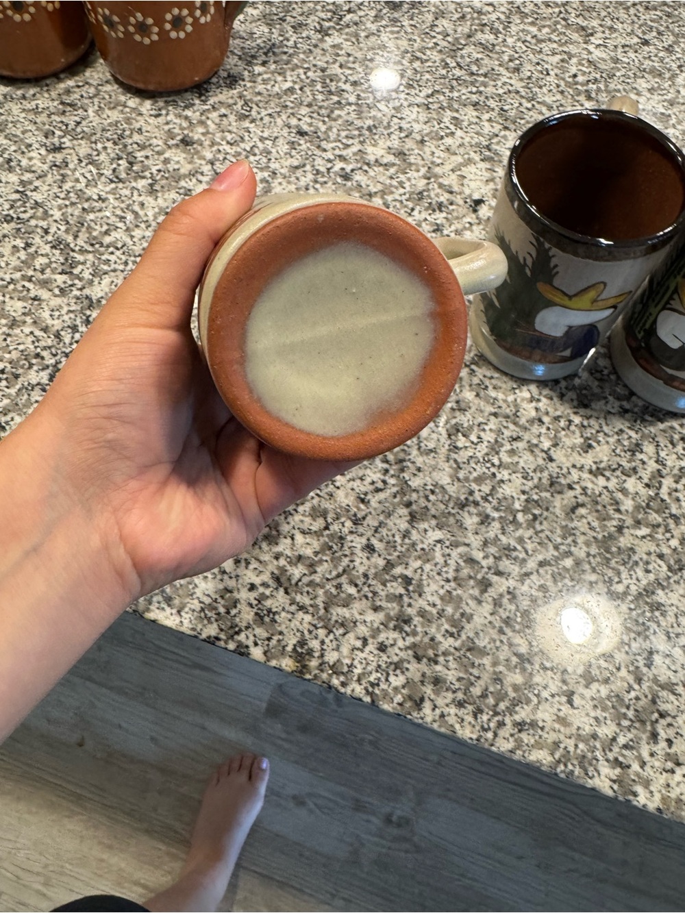 Hand-Painted Ceramic Shot Glasses - Brown Interior with Gray Exterior - Picture 2 of 4